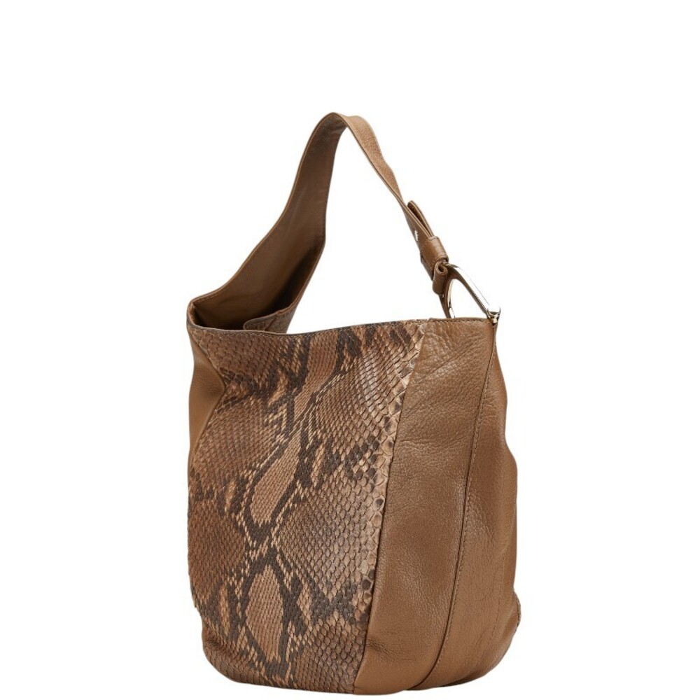Gucci Python Shoulder Brown Greenwich Hobo Bag Leather Handbag